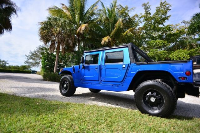 one of a kind custom hummer h1 maserati blue painted soft top! leather interior
