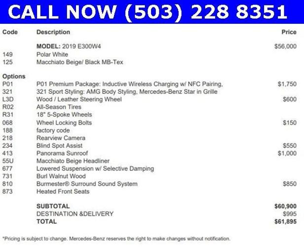 used 2019 mercedes-benz e 300 4matic portland, or 97201 for sale in portland, oregon
