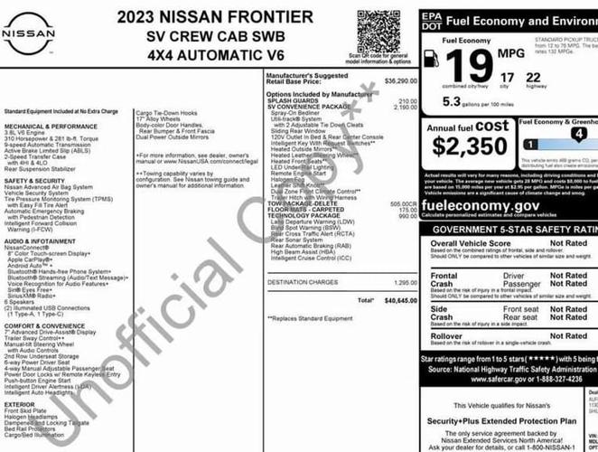 2023 nissan frontier crew cab sv pickup 4d 5 ft in claremore, oklahoma