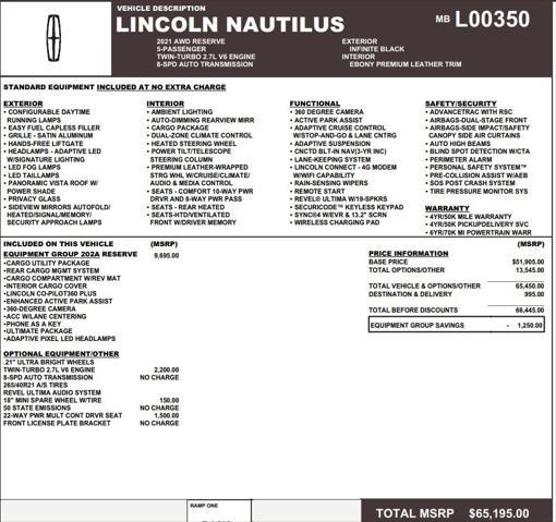 2021 lincoln nautilus reserve