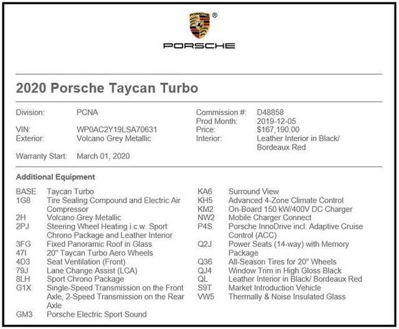 2020 porsche taycan turbo