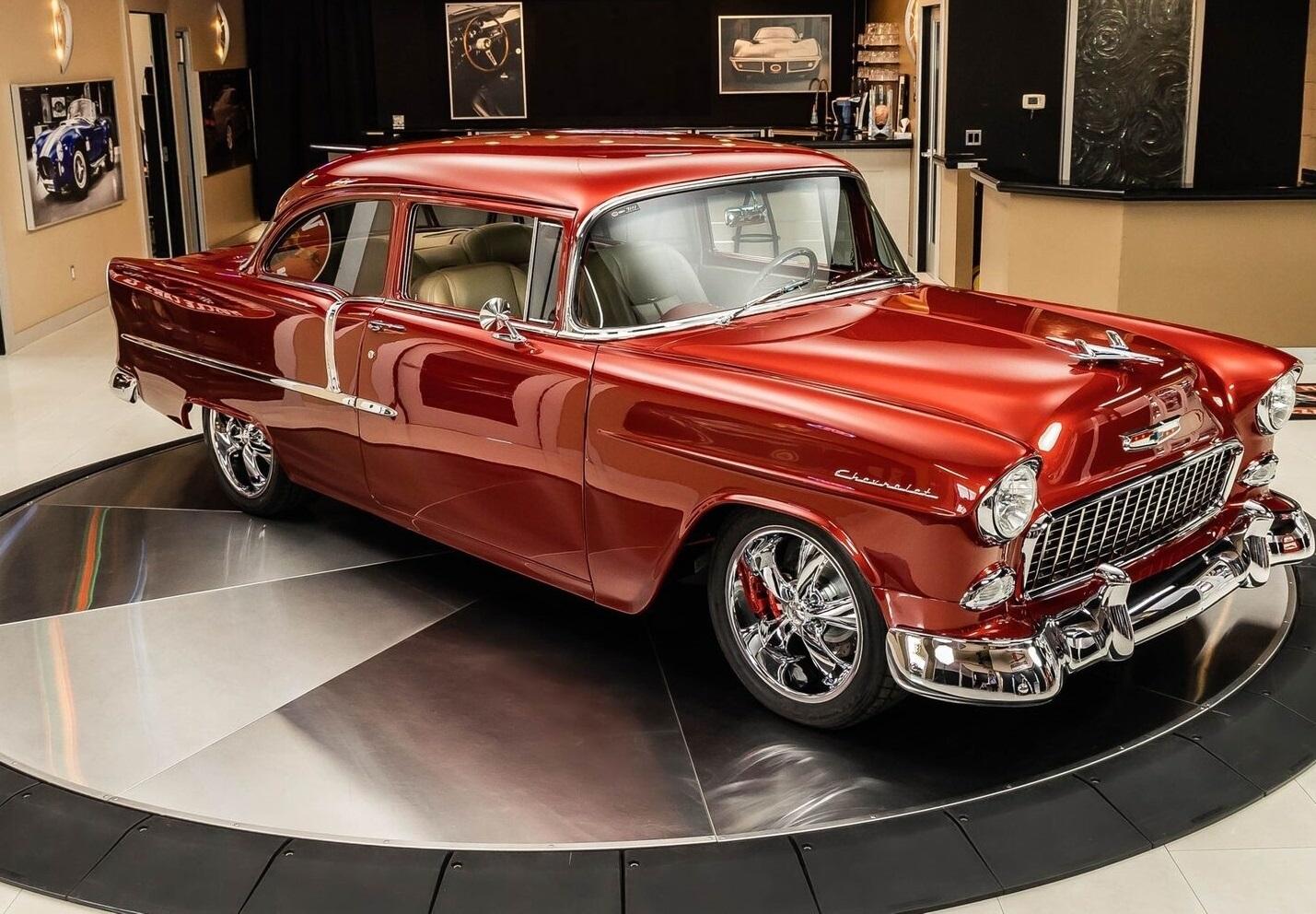 1955 chevrolet bel air restomod red v8 4 speed automatic 1528 miles