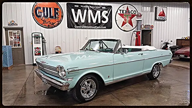 1962 chevy 2 blue green nova small block v8 auto 5.7 350 convertible 2 dr wms 63
