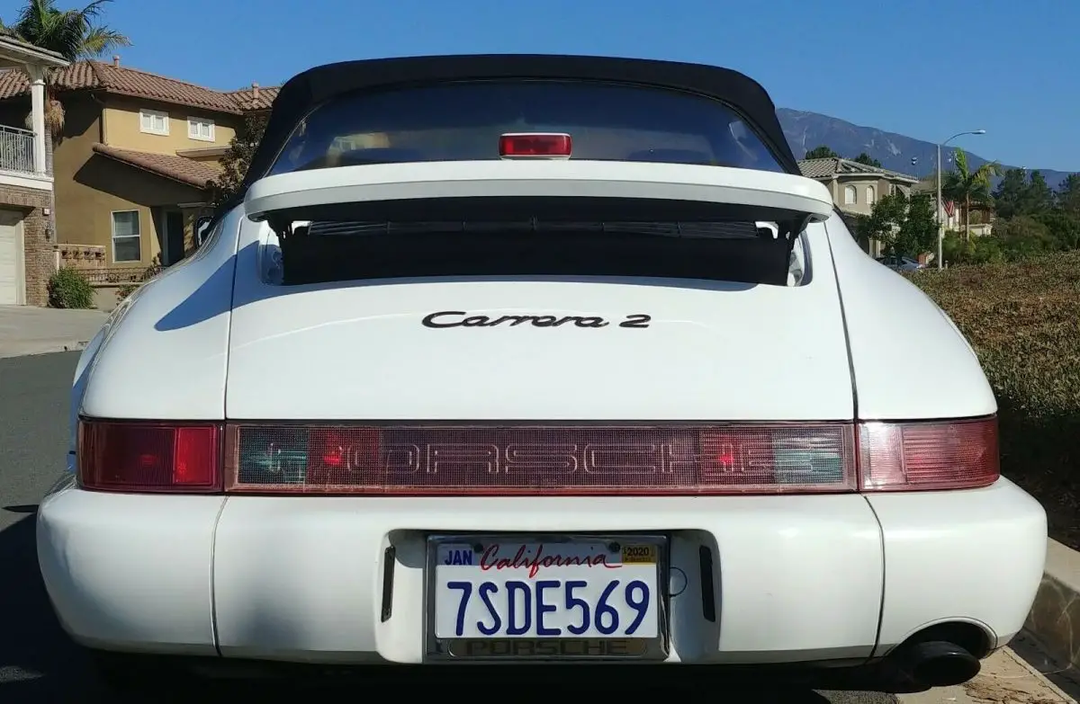 1990 porsche 911 carrera 964 - white / black, convertible, automatic, clean