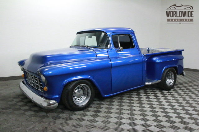 1956 blue chopped pickup. v8! short bed. stepside!!