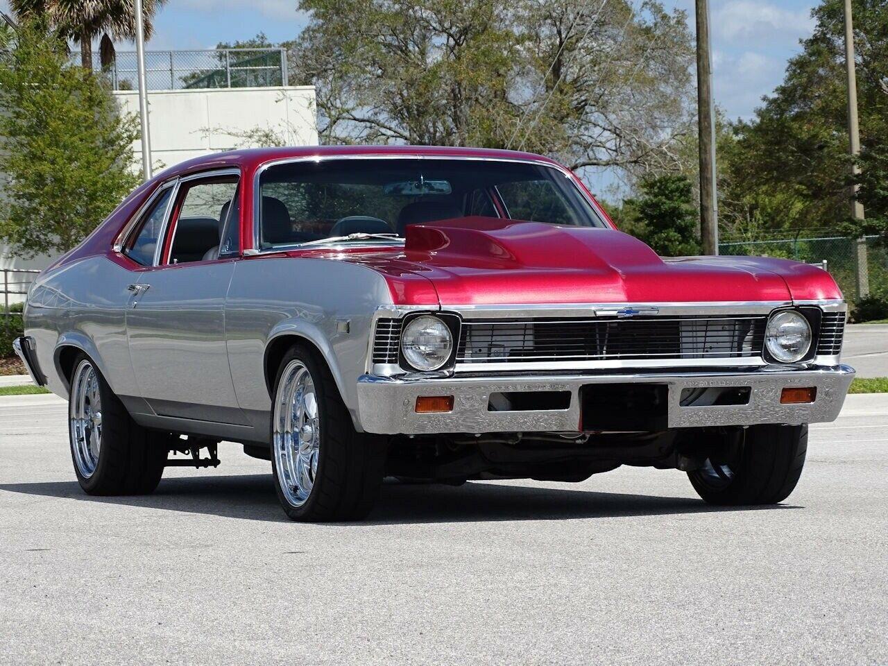 1968 chevrolet nova restomod 572 v8 3 speed automatic red/silver