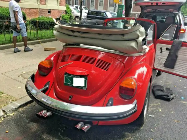 1978 red volkswagen super-beetle bug convertible with white leather interior 78