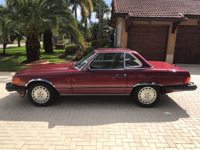 1989 mercedes benz 560sl 560 sl roadster garnet red beige leather 6k miles mint!