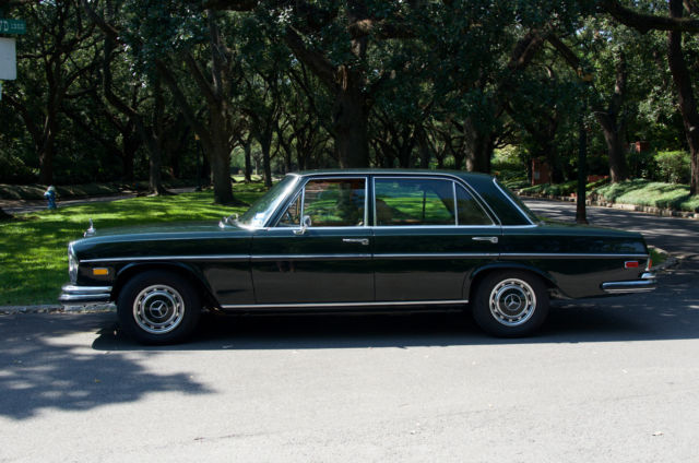 1972 mercedes benz 280sel 4.5, dark olive with cognac interior