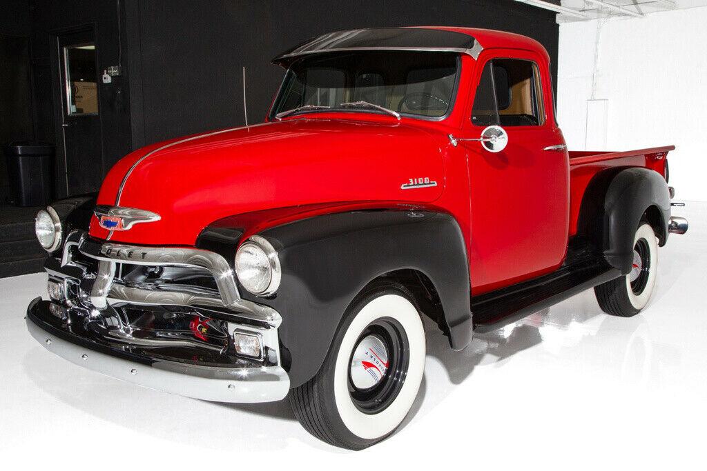 1954 chevrolet 3100 pickup red 5 window frameoff 235ci 4speed