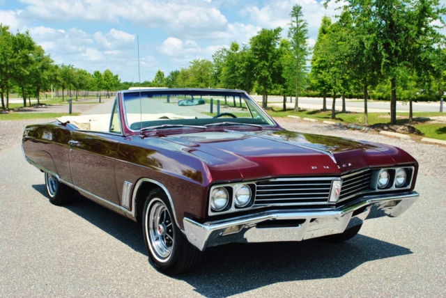 1967 buick skylark convertible beautiful burgundy mist w/ ivory white interior