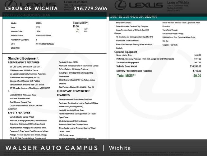 used 2007 lexus is 250 awd wichita, ks 67206 for sale in wichita, kansas