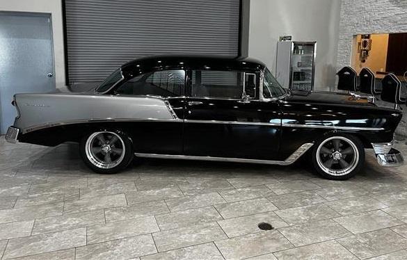 1956 chevy 2 dr black and silver chevy 2 dr with 9820 miles