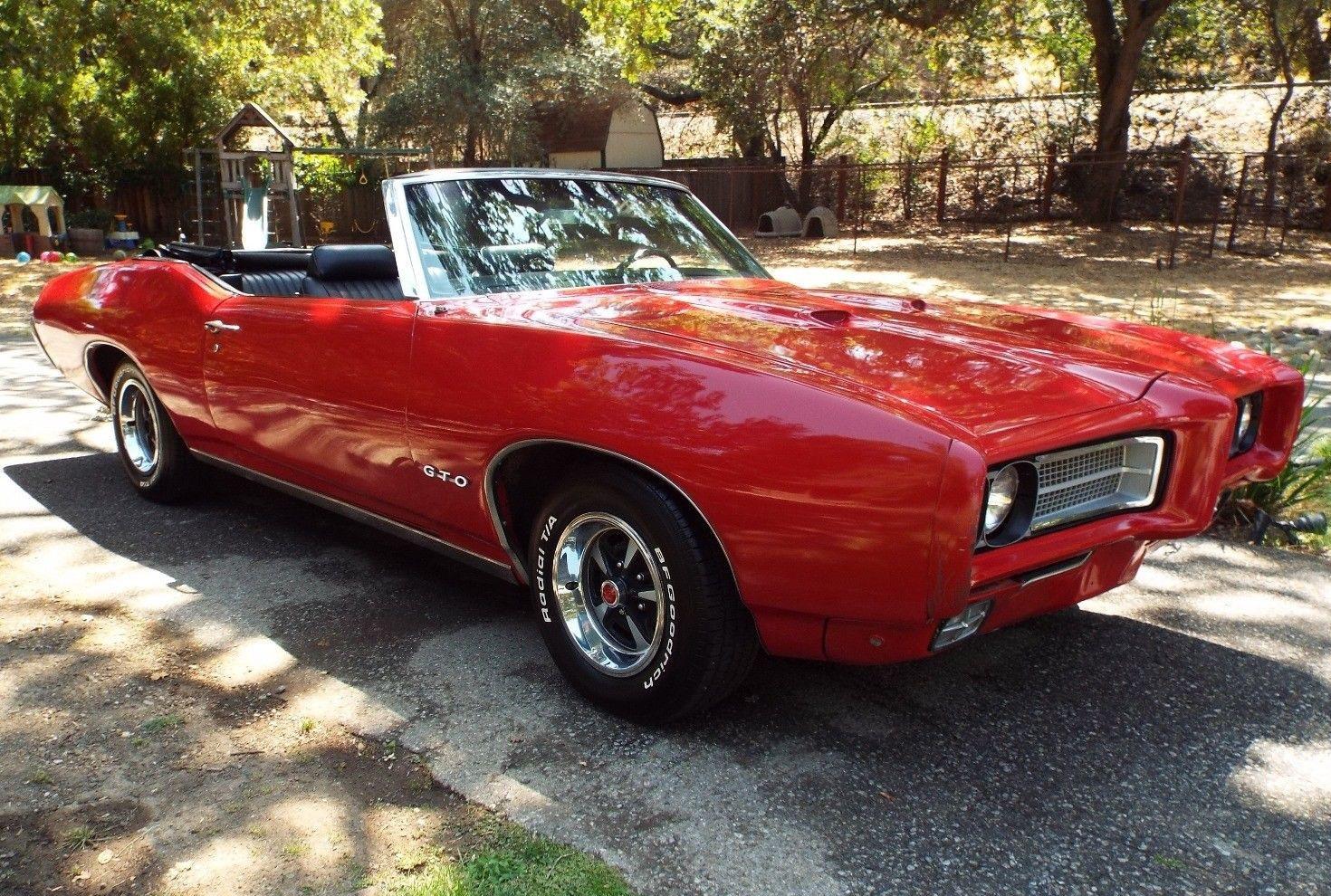 1969 pontiac gto 400cid convertible red ac