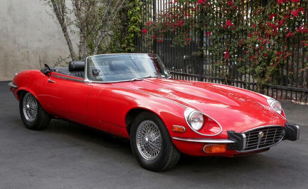 1973 jaguar xk roadster signal red with a black interior automatic