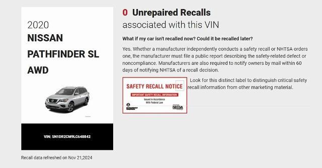 2020 nissan pathfinder sl