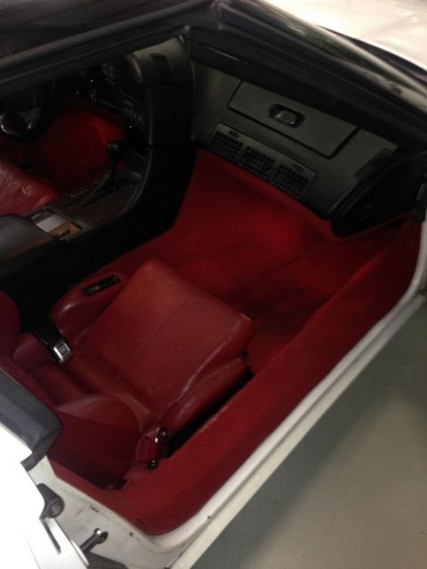 1991chevy corvette t-tops 2 door rwd white w/red interior low miles - cold a/c