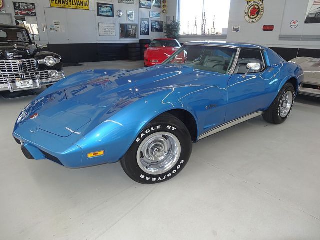 1975 chevrolet coupe blue/silver 4spd chevy vette 350 numbers matching restored