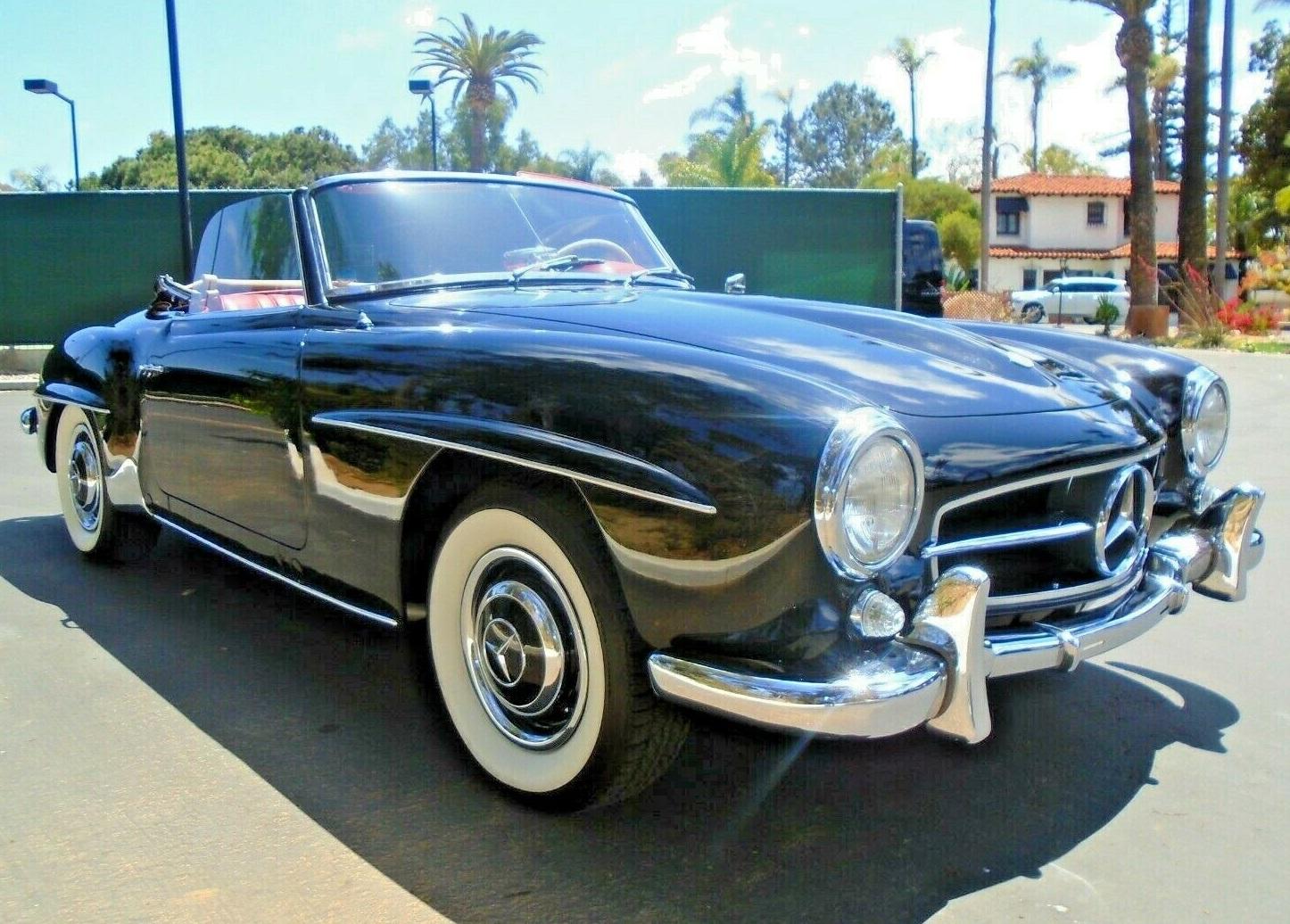 1959 mercedes benz 190sl roadster black red leather interior