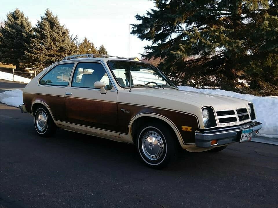 1976 chevy chevette 'woody' coupe. 1.6 litre, 4 speed, ac, am/fm, 110k miles