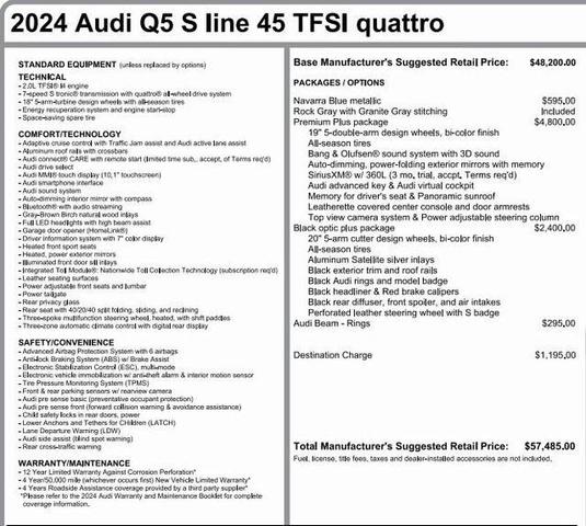 2024 audi q5 45 s line premium plus