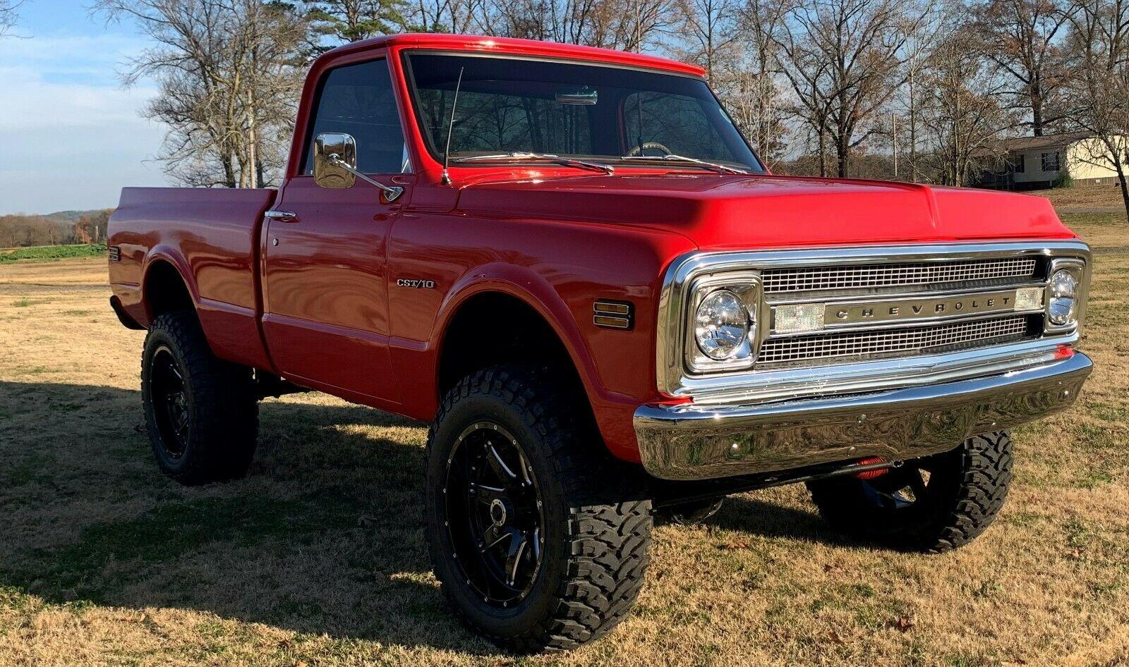 1970 chevrolet k10 4x4 350 v8 automatic pickup truck coca-cola red