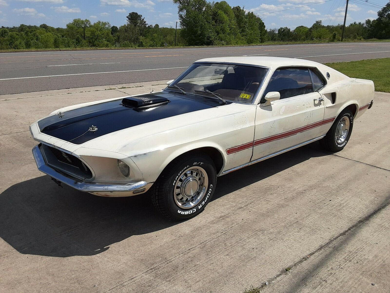 1969 ford mustang mach 1 428 cobra jet white survivor