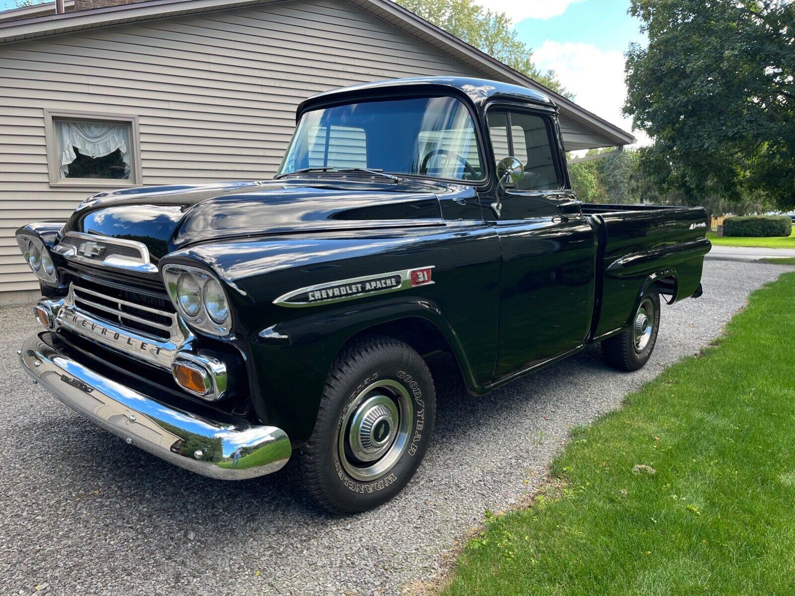 1959 chevrolet 3100 apache 350ci v8 black over black upholstery