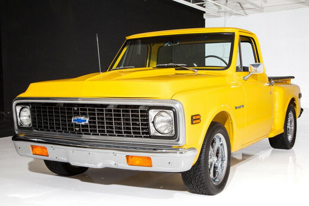 1972 chevrolet pickup c10 stepside yellow show truck 350 v8 350 turbo