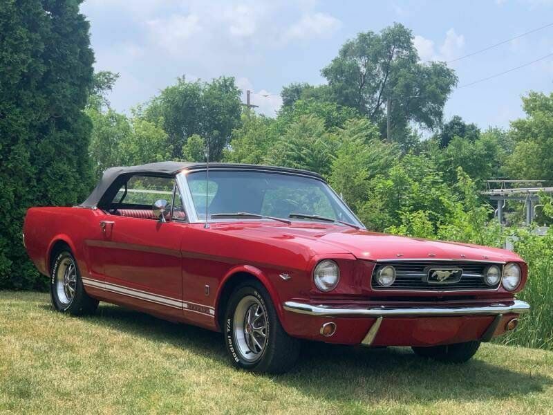 1966 ford mustang red convertible