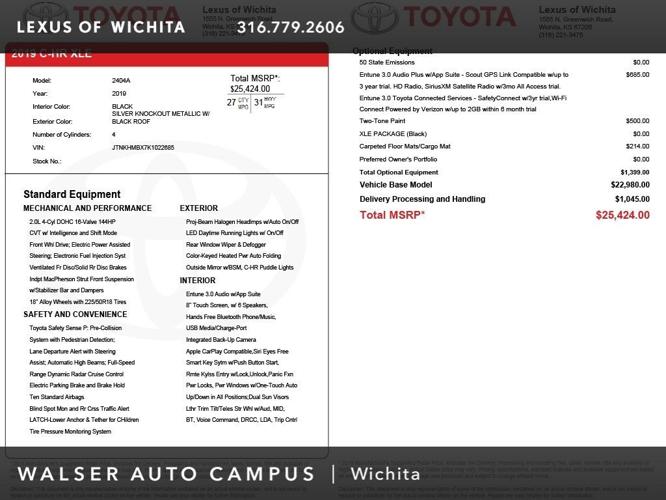 used 2019 toyota c-hr xle wichita, ks 67206 for sale in wichita, kansas
