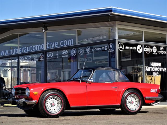 beautiful restoration triumph tr-6 new paint interior pamento red vintage tr6