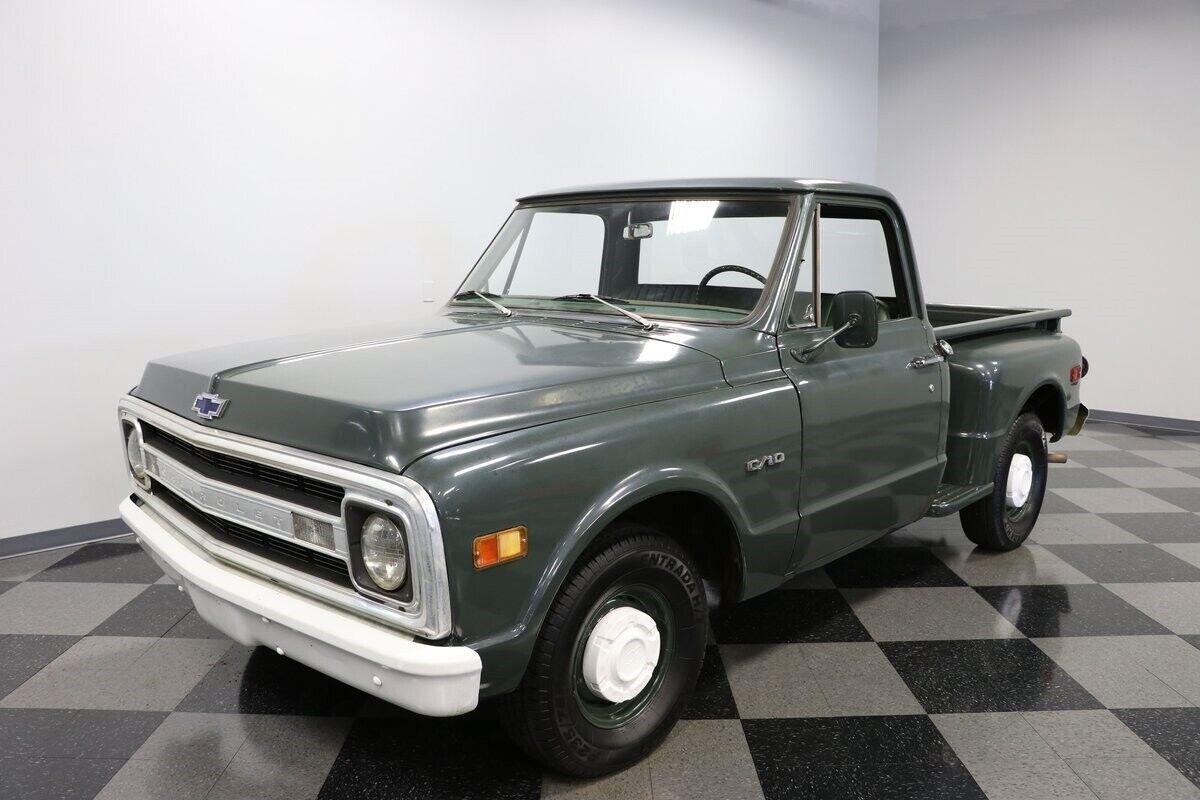 1970 chevrolet c 10 stepside green 230 ci inline 6 29915 miles
