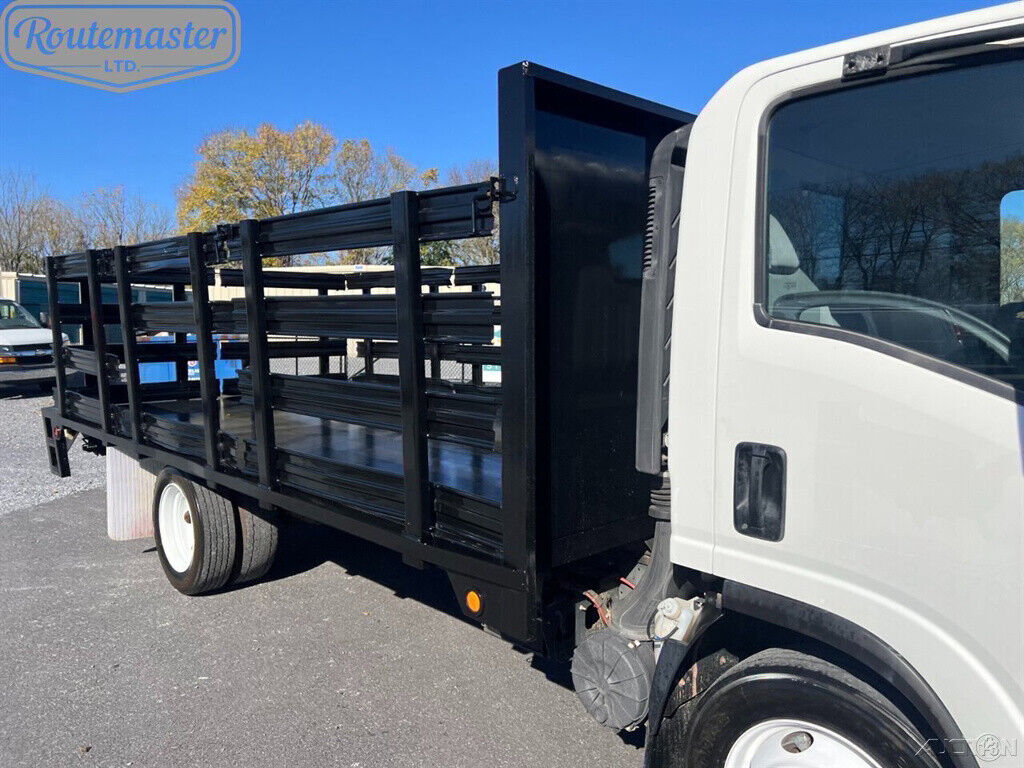 2016 isuzu npr 2016 isuzu npr hd 16' stakebody flatbed truck, 6.0l gas, lift gat