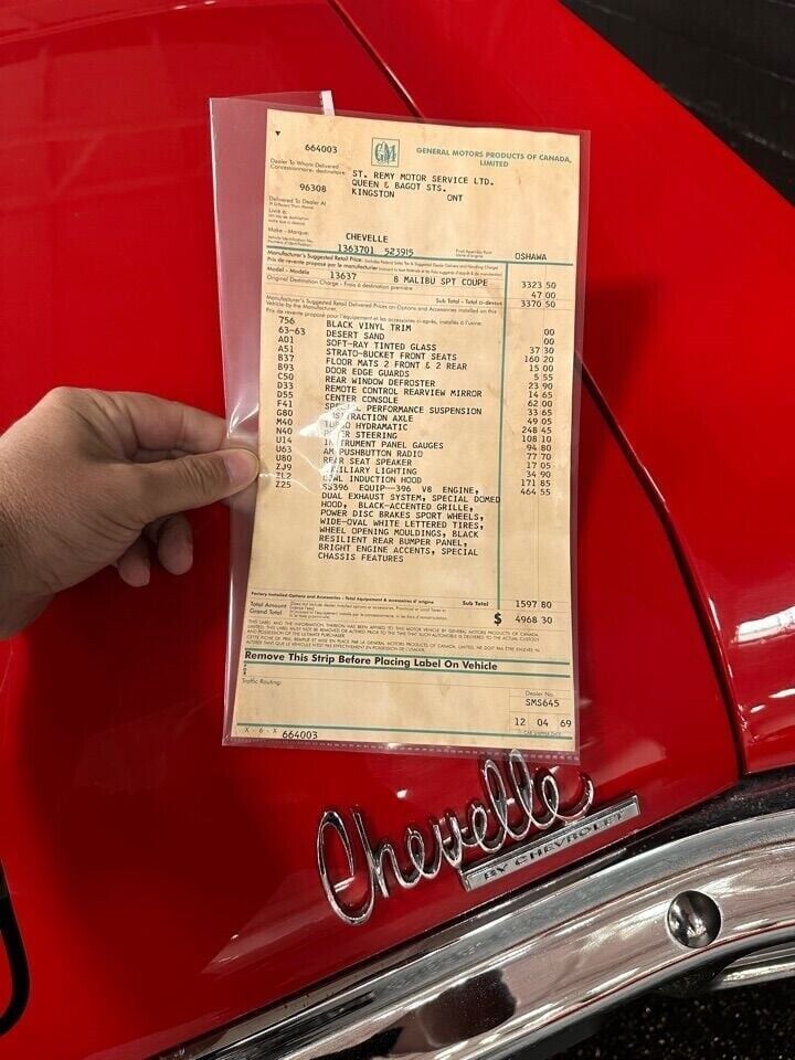 1970 chevrolet chevelle real super sport | window sticker 454ci
