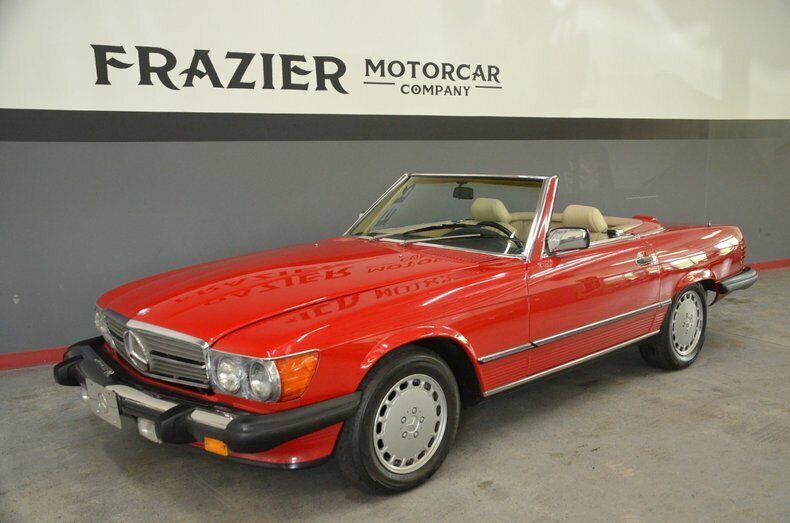 two owner franchise serviced iconic signal red/creme 560sl two top car