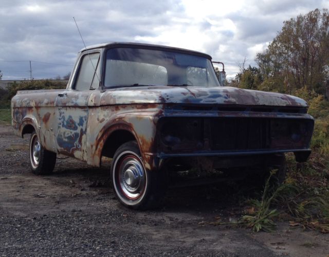 ford f series " short box" pick up. 3 speed trans, six cyl. no reserve auction