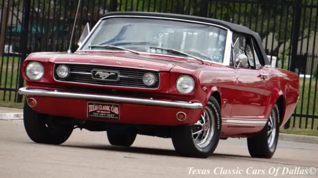 1966 ford mustang convertible red 289 v8 automatic gt clone restored