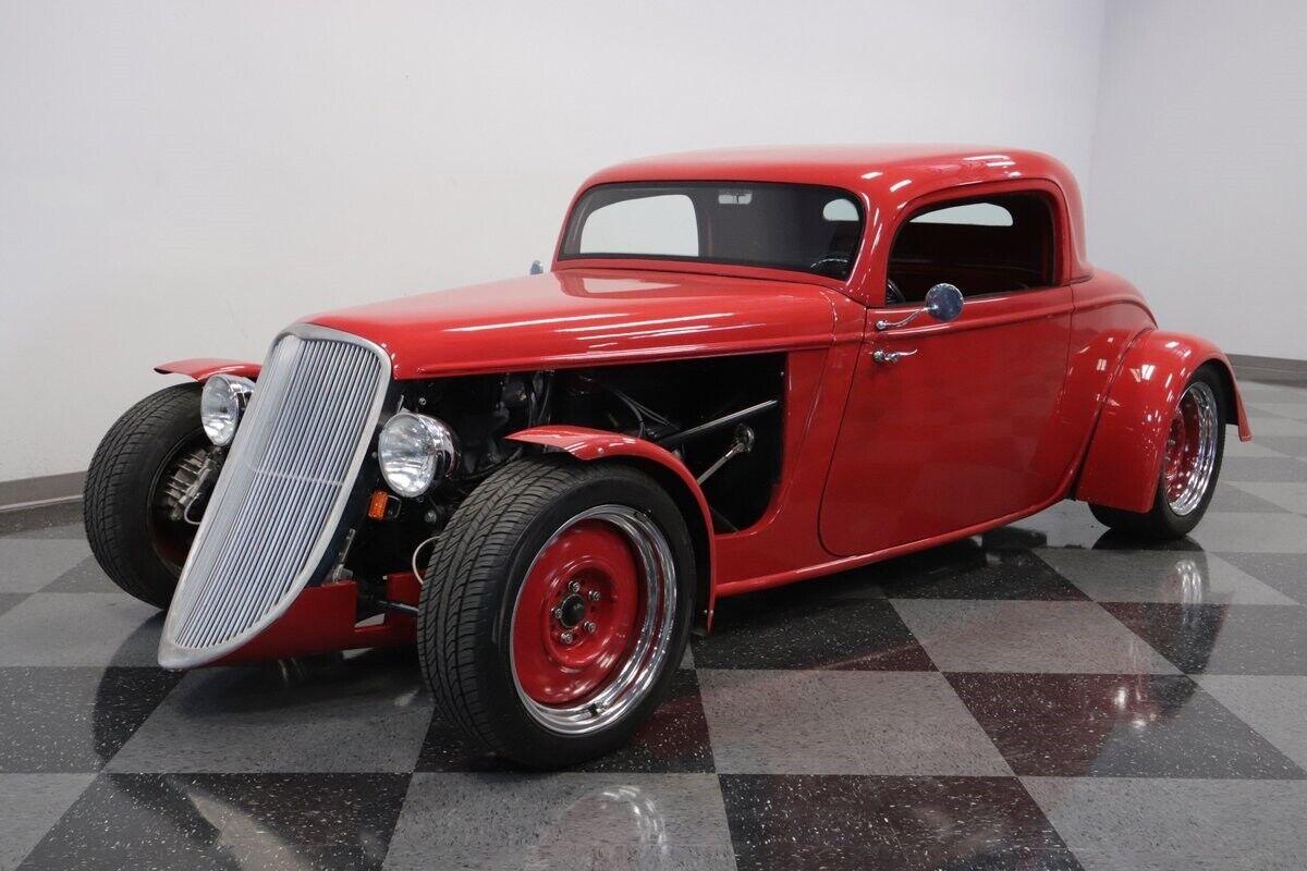 1933 ford factory five roadster 347 v8 red over black 4132 miles