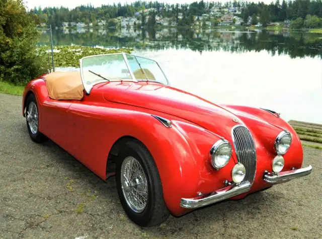 1951 jaguar xk 120 roadster red/tan wire wheels overdrive spectacular