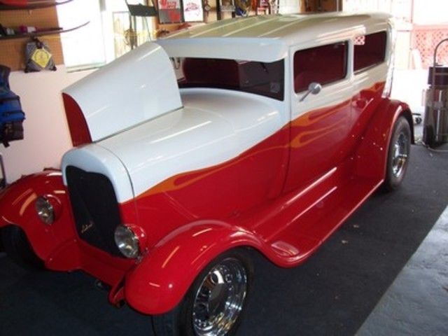 1929 ford model a two door, all steel body, chopped 4in, chevy 327 24,215 miles!