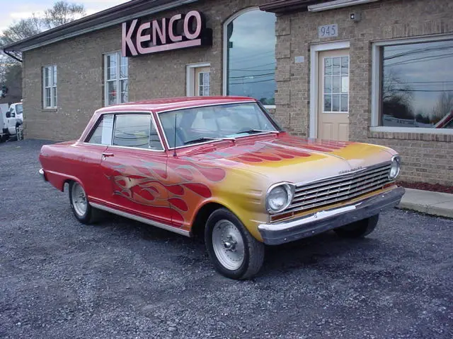 1963 chevrolet nova ss, 377 stroker,4-speed, flames, custom stitched int