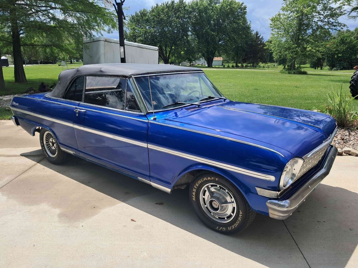 1963 chevrolet nova convertible blue super sport