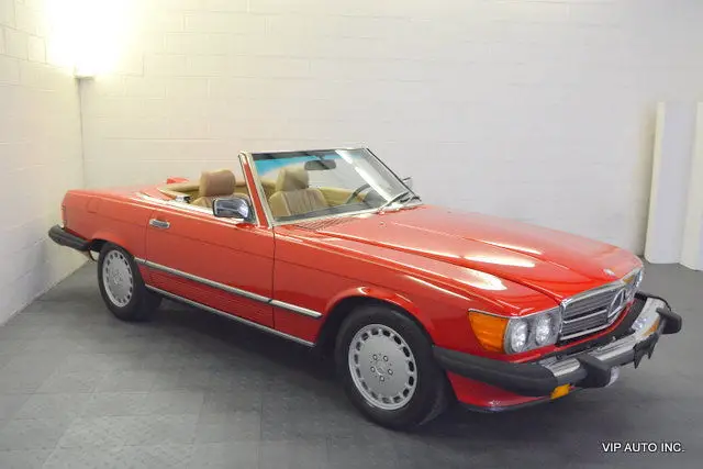 560sl roadster climate control hard top red / tan black soft top mint!!!