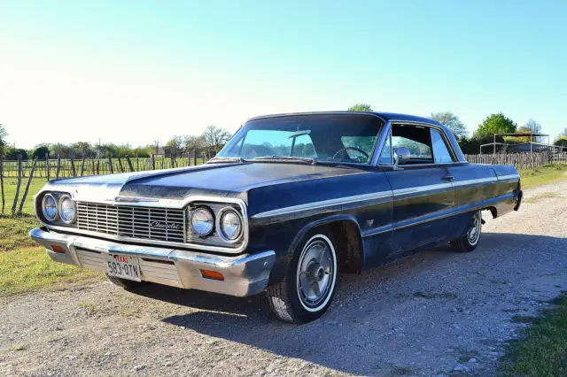 1964 chevy impala ss, black on black, tx barn find, suvivor