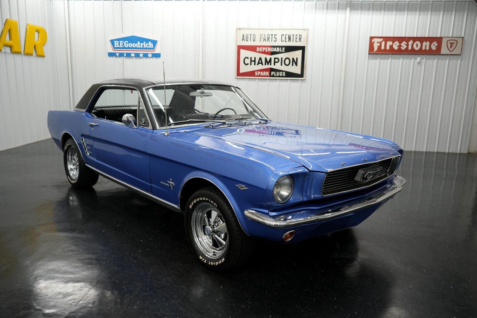 1966 ford mustang blue american muscle car 289cid small block