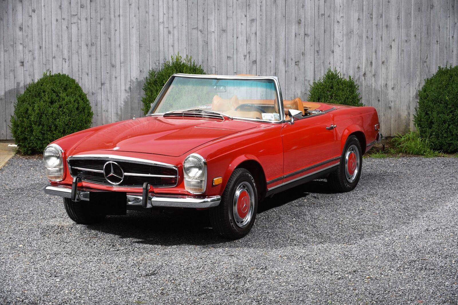 1969 mercedes-benz sl class 280sl 84176 miles signal red convertible manual