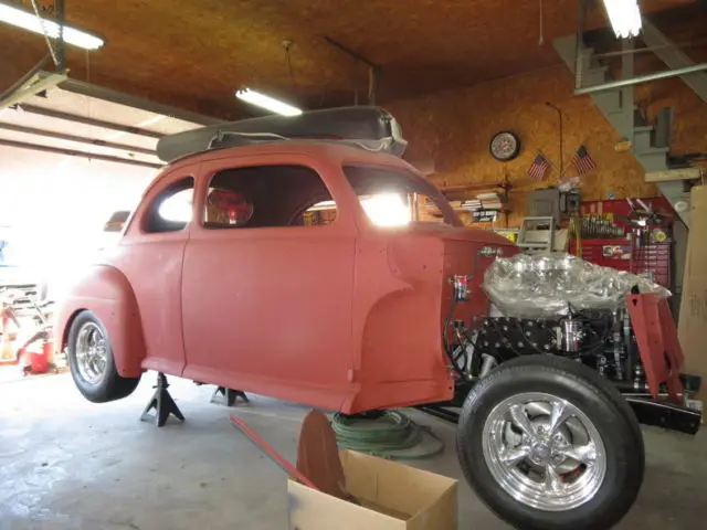 1948 primer red project flathead v8 tri-power disc brakes all steel