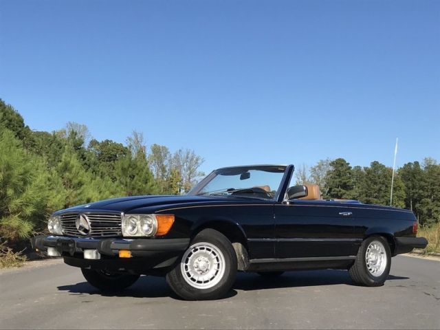 1984 mercedes benz 380 sl convertible black 2 tops clean carfax nc car