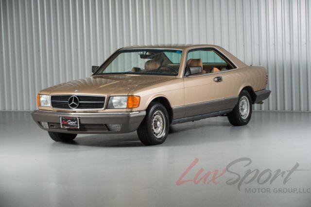 1985 mercedes benz 500sec coupe rare champagne/tan 25,000 1 owner original miles